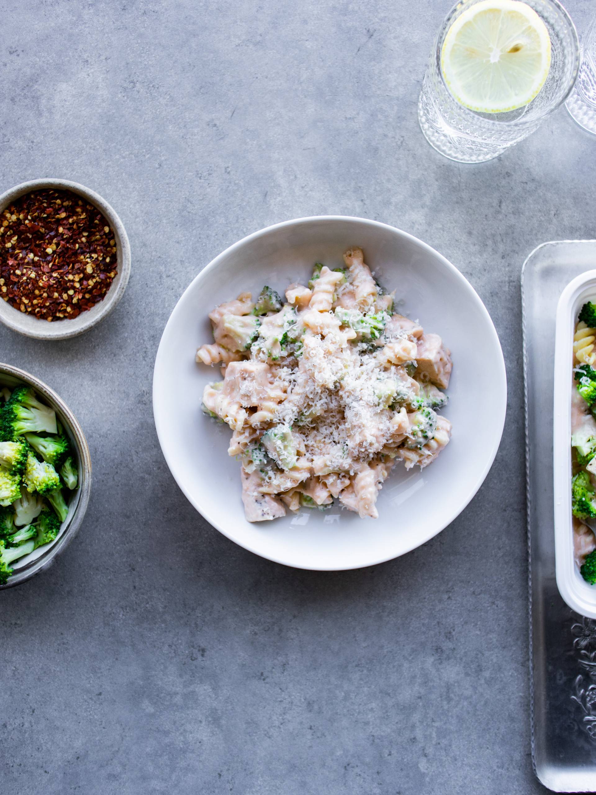 Chicken Broccoli Mac + Cheese