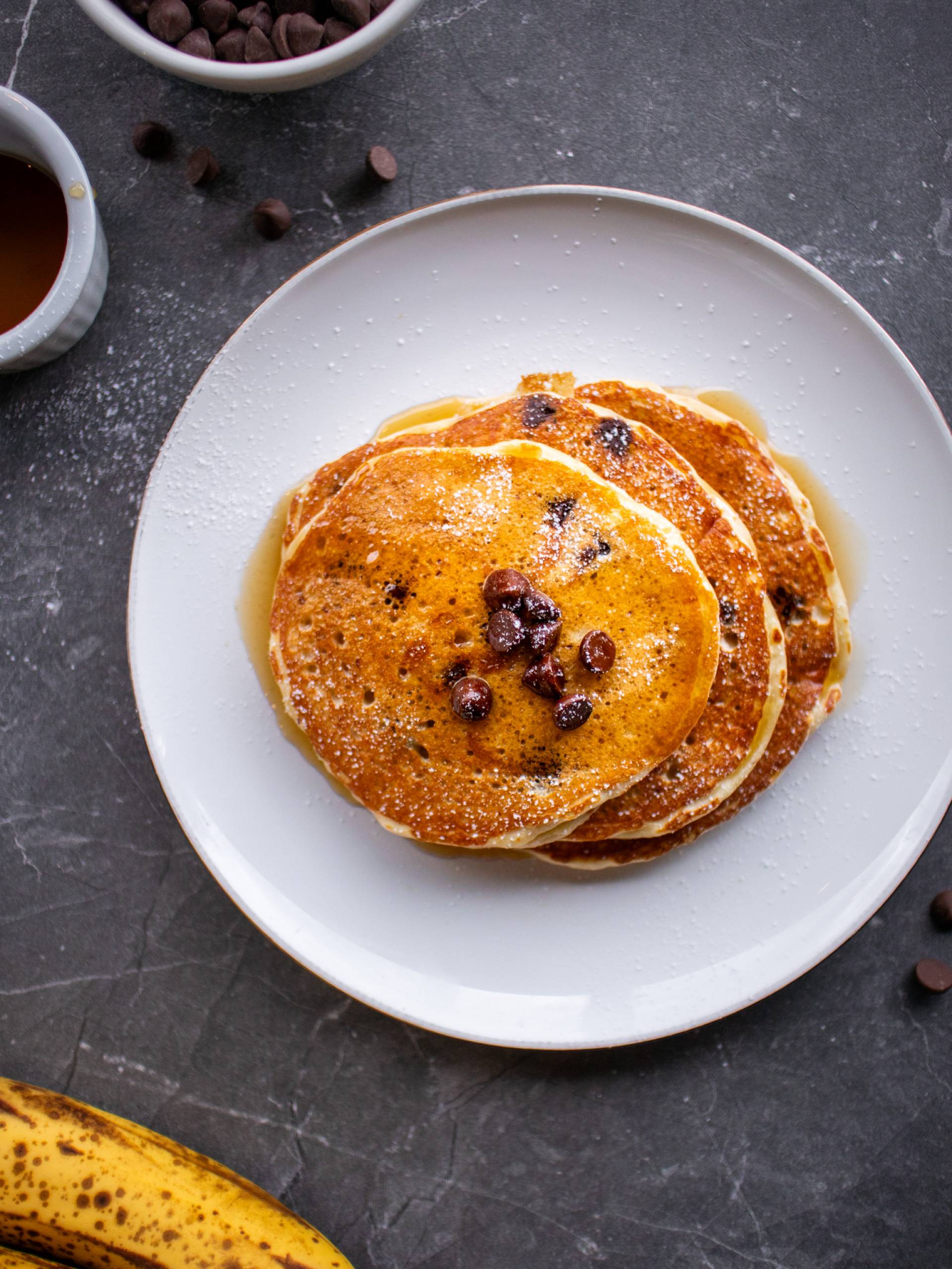 Chocolate Banana Protein Pancakes