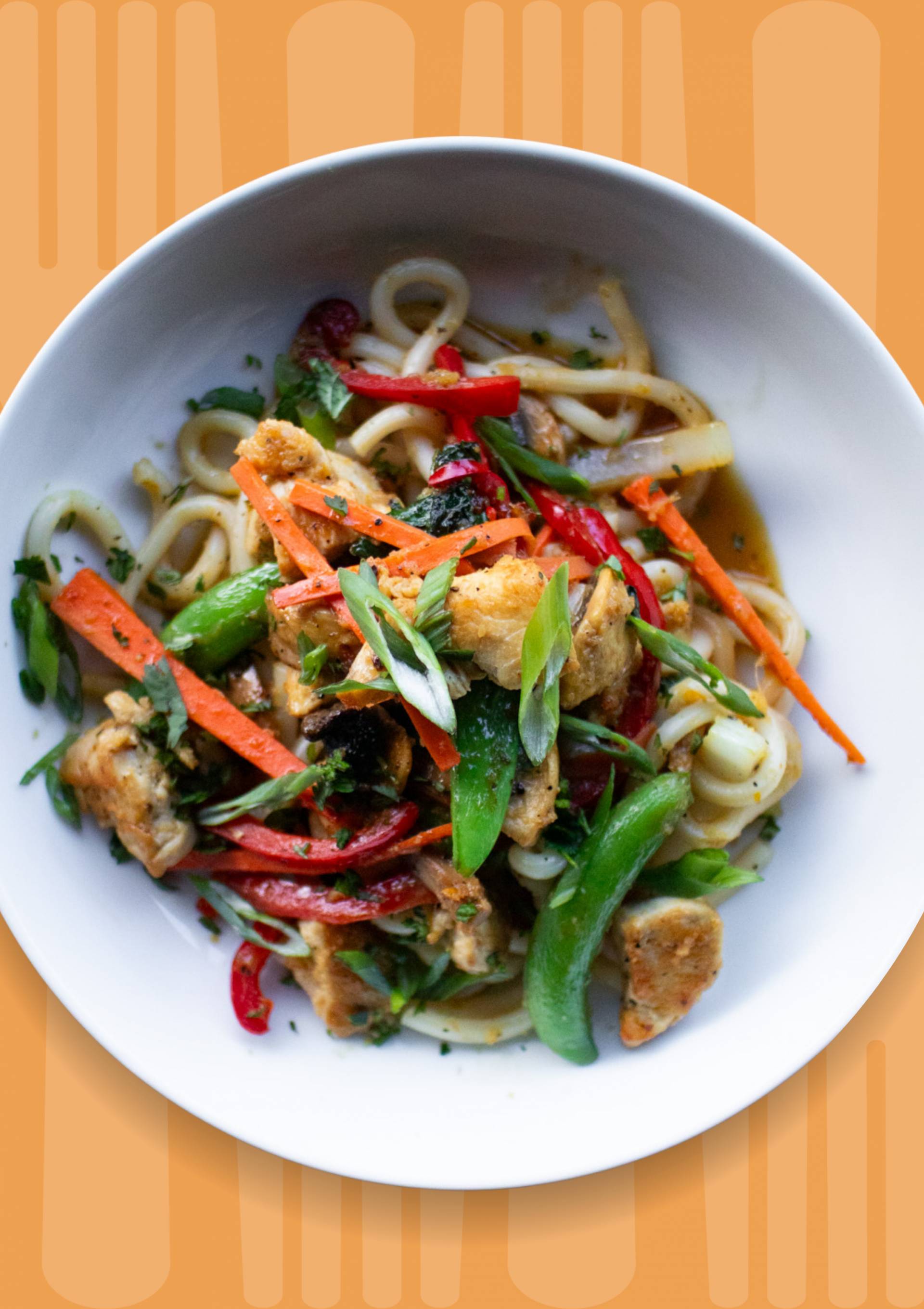 Orange Spice Chicken Udon