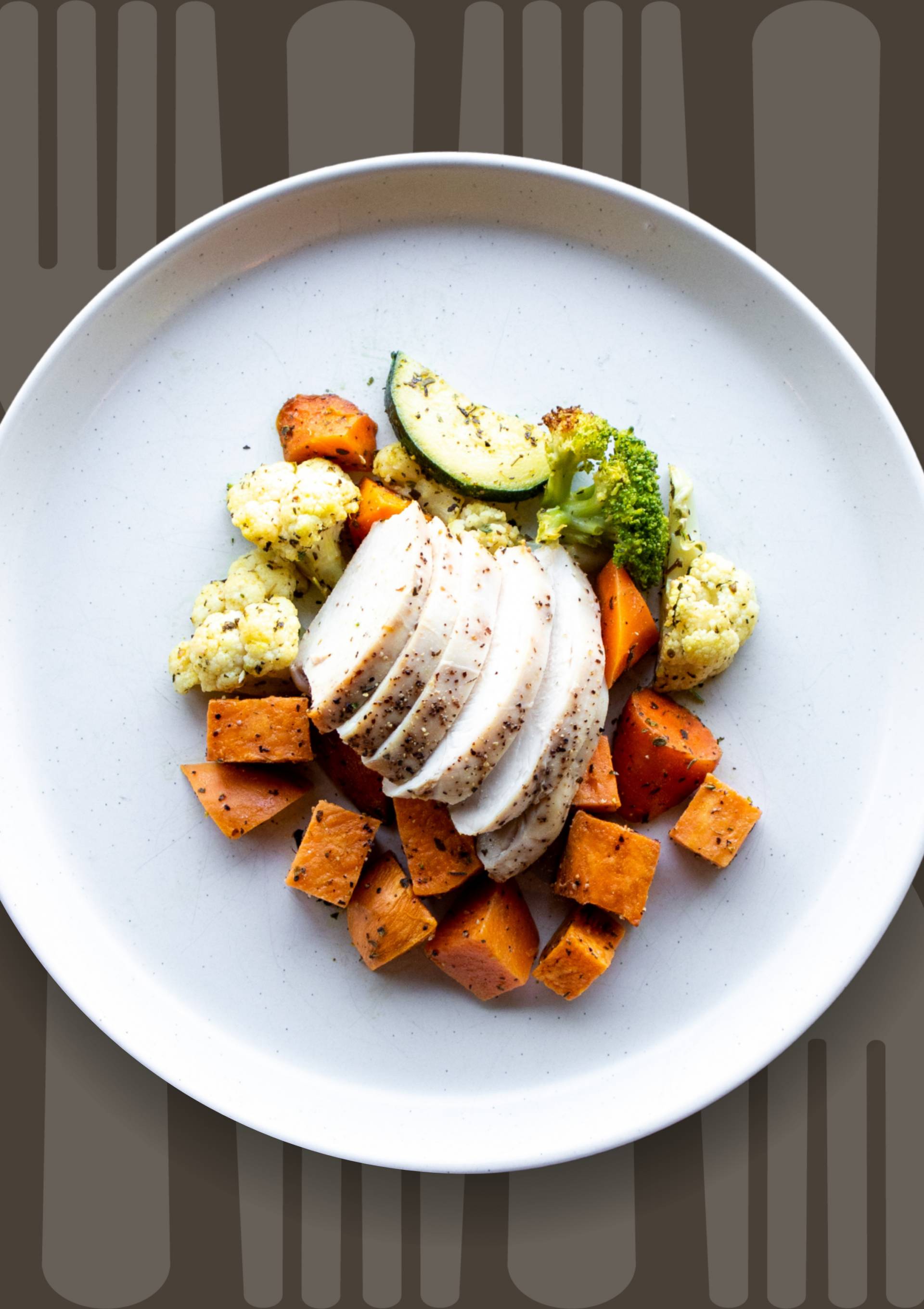 Chicken Breast with Sweet Potatoes and Seasonal Vegetables