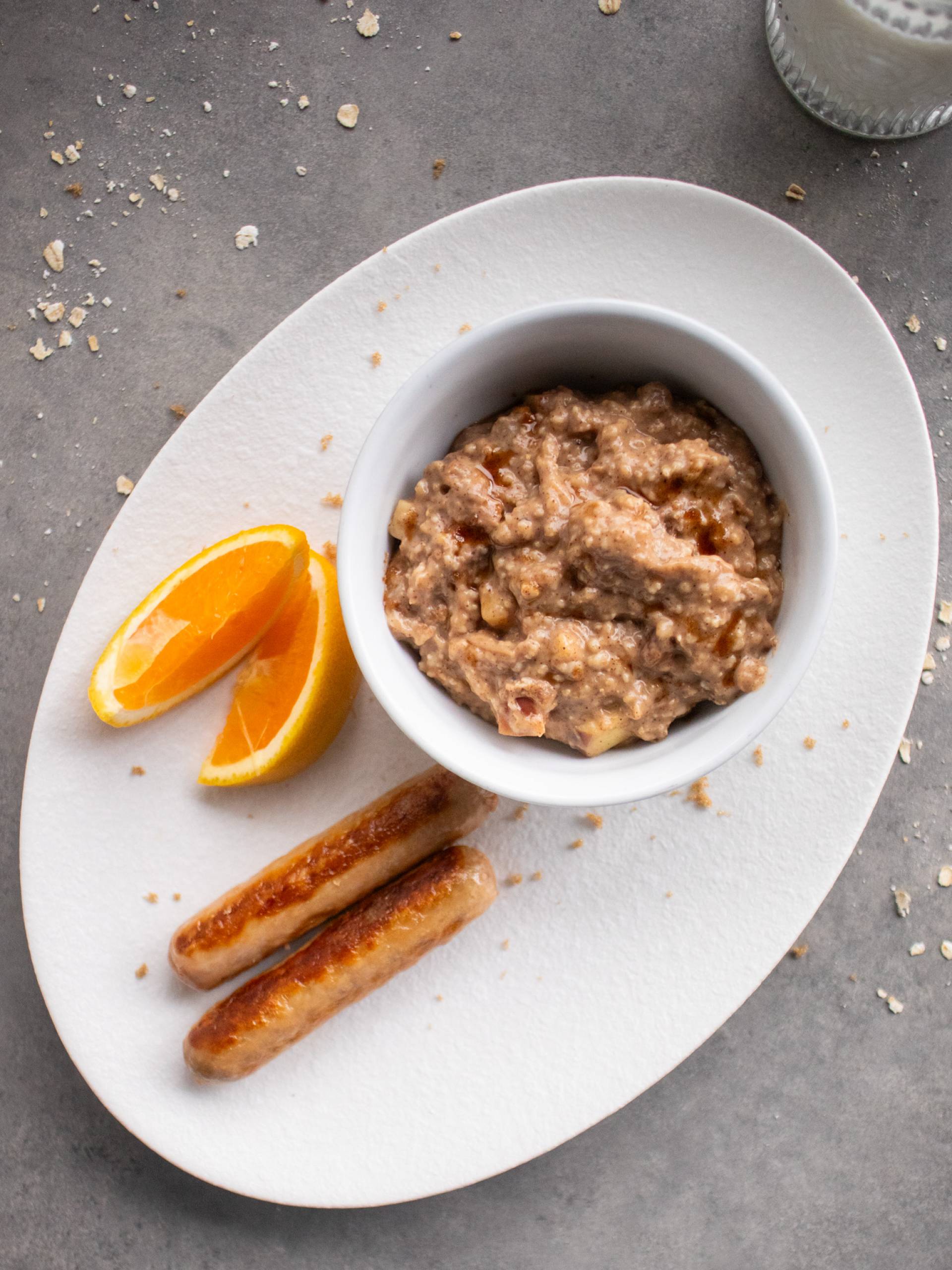 Apple Pie Oatmeal And Breakfast Sausage